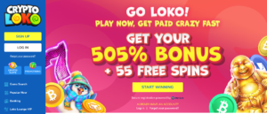 Crypto Loko Casino 505% Welcome Bonus 55 Free Spins